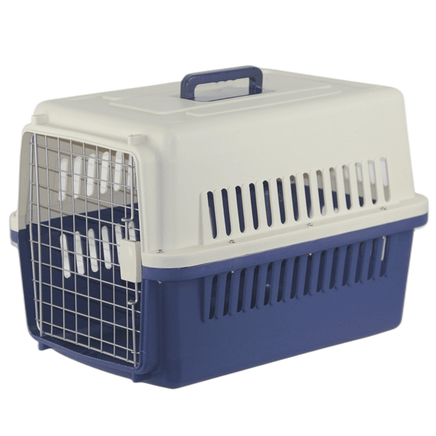 YES4PETS New Medium Dog Cat Rabbit Crate Pet Airline Carrier Cage With Bowl & Tray Dark Blue Kings Warehouse 