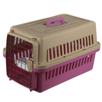 YES4PETS New Medium Dog Cat Rabbit Crate Pet Airline Carrier Cage With Bowl & Tray Pink Kings Warehouse 