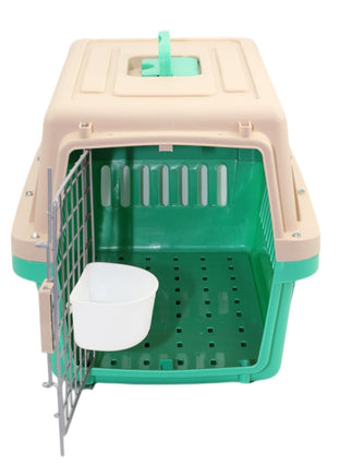 YES4PETS Small Dog Cat Crate Pet Airline Carrier Cage With Bowl and Tray-Green Kings Warehouse 