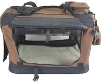 YES4PETS Small Foldable Soft Dog Cat Puppy Rabbit Crate Bag With Curtain-Brown Pet Care Kings Warehouse 