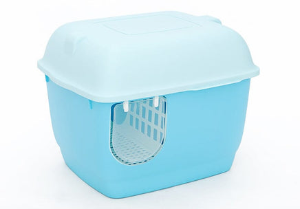 YES4PETS XL Portable Hooded Cat Toilet Litter Box Tray House with Handle and Scoop Blue Kings Warehouse 