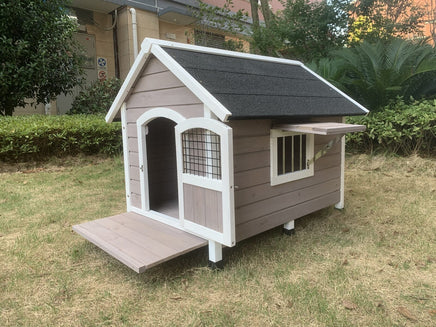 YES4PETS XL Timber Pet Dog Kennel House Puppy Wooden Timber Cabin With Door Grey Kings Warehouse 
