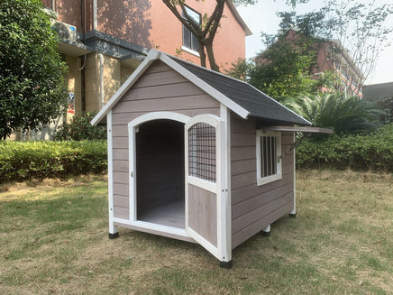 YES4PETS XL Timber Pet Dog Kennel House Puppy Wooden Timber Cabin With Door Grey Kings Warehouse 