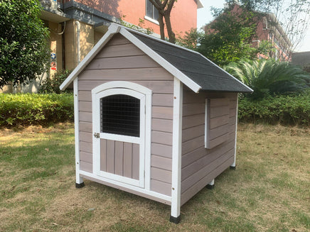 YES4PETS XL Timber Pet Dog Kennel House Puppy Wooden Timber Cabin With Door Grey Kings Warehouse 