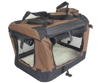 YES4PETS XXL Foldable Soft Dog Cat Puppy Carrier Crate With Curtain-Brown Pet Care Kings Warehouse 