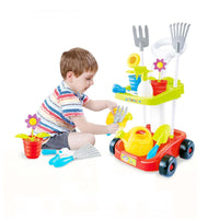 Children's Gardening Trolley Set with Fake Garden Tools for Toddlers