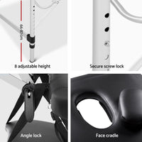 Zenses Massage Table 60cm 3 Fold Aluminium Beauty Bed Portable Therapy Waxing Black KingsWarehouse 