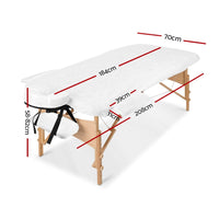 Zenses Massage Table 70cm 3 Fold Wooden Portable Beauty Therapy Bed Waxing White KingsWarehouse 