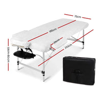 Zenses Massage Table 75cm 2 Fold Aluminium Massage Bed Portable Beauty Therapy Black KingsWarehouse 