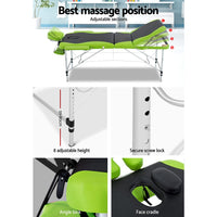 Zenses Massage Table 75cm 3 Fold Aluminium Beauty Bed Portable Therapy KingsWarehouse 