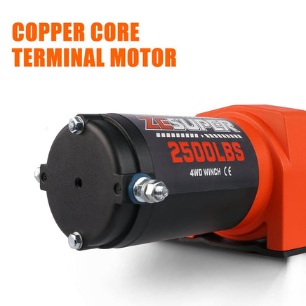 ZESUPER Electric Winch 2500LBS/1134KG 12V 15.2M Steel Cable ATV UTV 4WD 4X4 Boat Kings Warehouse 