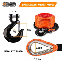ZESUPER Winch Rope 9.5MM X 30M Dyneema SK75 Hook Synthetic Car Tow Recovery Cable Hook Kings Warehouse 