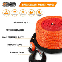 ZESUPER Winch Rope 9.5MM X 30M Dyneema SK75 Hook Synthetic Car Tow Recovery Cable Hook Kings Warehouse 