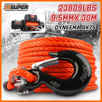 ZESUPER Winch Rope 9.5MM X 30M Dyneema SK75 Hook Synthetic Car Tow Recovery Cable Hook Kings Warehouse 
